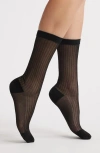 High Heel Jungle Beam Metallic Rib Crew Socks In Black