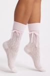 High Heel Jungle Bellabow Satin Robbon Crew Socks In Pink