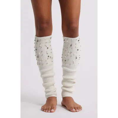 High Heel Jungle Blake Embellished Leg Warmers In White