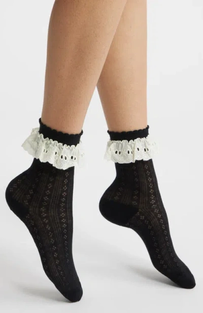 High Heel Jungle Bobby Lace Ankle Socks In Black