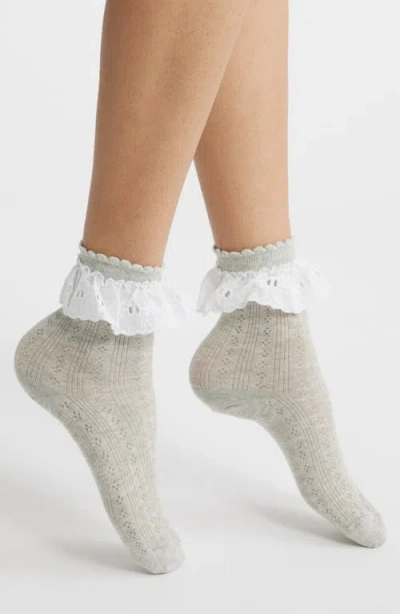 High Heel Jungle Bobby Lace Ankle Socks In Gray