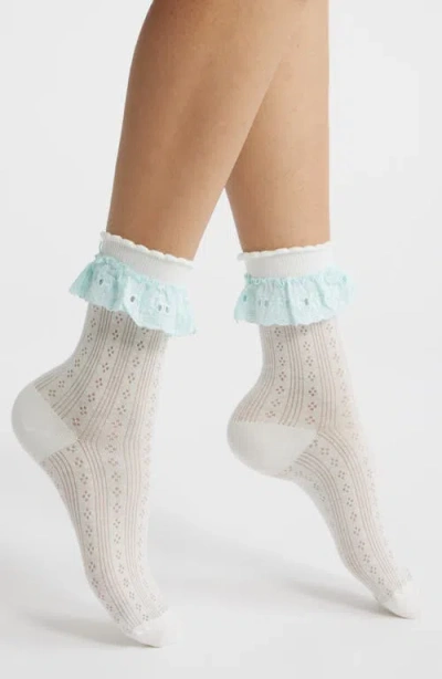 High Heel Jungle Bobby Lace Ankle Socks In White