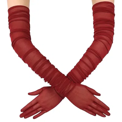High Heel Jungle By Kathryn Eisman Women's Ariana Ruched Gloves - Wine Red