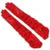 High Heel Jungle By Kathryn Eisman Women's Ariana Ruched Mesh Opera Glove - Red In Red