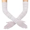 High Heel Jungle By Kathryn Eisman Women's Ariana Ruched Mesh Opera Gloves - White In White
