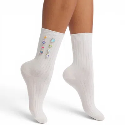 High Heel Jungle By Kathryn Eisman Women's Be Jeweled Socks - White