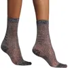 High Heel Jungle By Kathryn Eisman Women's Beam Ribbed Lurex Cotton Sock Black
