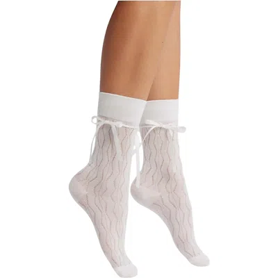 High Heel Jungle By Kathryn Eisman Women's Bella Satin Bow Socks - White