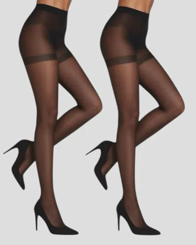 High Heel Jungle By Kathryn Eisman Women's Black 20 Denier The Daily Lift Tights - 2 Pairs