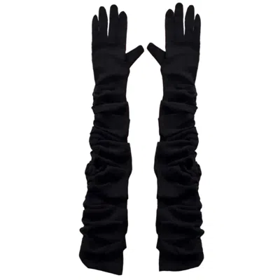 High Heel Jungle By Kathryn Eisman Women's Black Ariana Ruched Sheer Opera Gloves