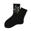High Heel Jungle By Kathryn Eisman Women's Black Gemstone Cotton Socks In Black