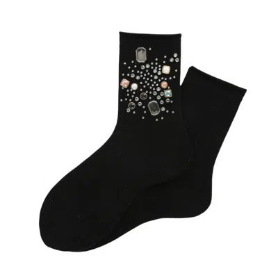 High Heel Jungle By Kathryn Eisman Women's Black Gemstone Cotton Socks