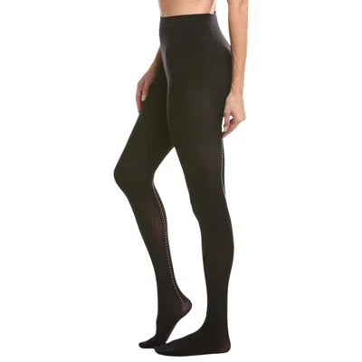High Heel Jungle By Kathryn Eisman Women's Black Satellite Crystal Back Seam Opaque Tights