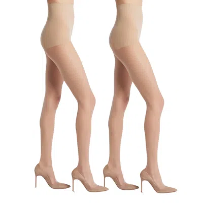 High Heel Jungle By Kathryn Eisman Women's Black Sheer Magic Ultra Sheer Tear Resistant Tights - Nude - Two Pack - Medium/ Large/ Tall
