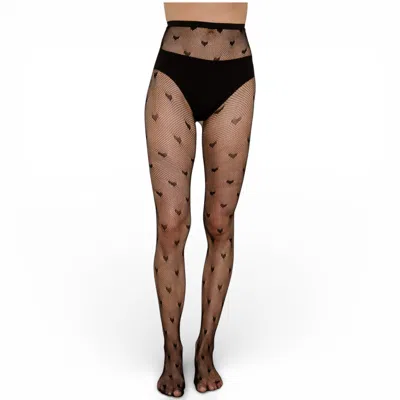 High Heel Jungle By Kathryn Eisman Women's Black Sweetheart Fishnet Tights