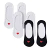 High Heel Jungle By Kathryn Eisman Women's Black / White Secret Heart No Show Sock - Three Pack In Black/white