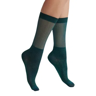 High Heel Jungle By Kathryn Eisman Women's Blue / Green Glitter Dance Socks - Blue Green