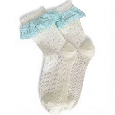 High Heel Jungle By Kathryn Eisman Women's Bobby Lace Frill Trim Cotton Bobby Socks - White