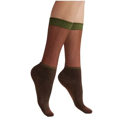 High Heel Jungle By Kathryn Eisman Women's Brown / Red Glitter Dance Socks - Red Brown In Multi