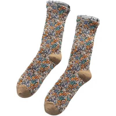 High Heel Jungle By Kathryn Eisman Women's Brown Wintergarden Frill Socks Chestnut
