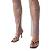 High Heel Jungle By Kathryn Eisman Women's Chained Down Crystal Mesh Pants- Silver Small/medium In Silver