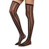 High Heel Jungle By Kathryn Eisman Women's Crue Striped Thigh High Sock Black In Black
