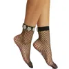 High Heel Jungle By Kathryn Eisman Women's Crystal Couture Fishnet Socks - Black In Black