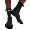 High Heel Jungle By Kathryn Eisman Women's Crystal Craze Bow Sock- Black In Black