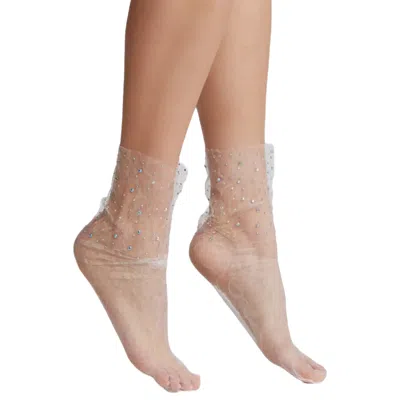 High Heel Jungle By Kathryn Eisman Women's Crystal Lace Sock - White
