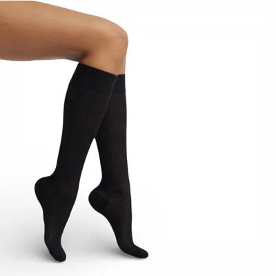 High Heel Jungle By Kathryn Eisman Women's Everything's Fine Semi-sheer Rib Knee Socks - Black