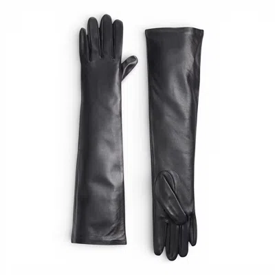 High Heel Jungle By Kathryn Eisman Women's Florence Lambskin Leather Opera Length Gloves - Black