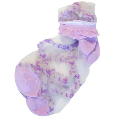 High Heel Jungle By Kathryn Eisman Women's Flower Trellis Sheer Sock- Lilac In Purple