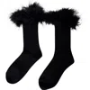 High Heel Jungle By Kathryn Eisman Women's Frou-frou Faux Fur Trim Combed Cotton Socks Black In Black