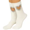 High Heel Jungle By Kathryn Eisman Women's Gem Crystal Heart Sock White In White