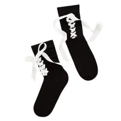High Heel Jungle By Kathryn Eisman Women's Gifted Satin Ribbon Sock - Black