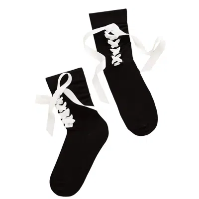 High Heel Jungle By Kathryn Eisman Women's Gifted Satin Ribbon Sock- Black
