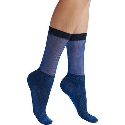 High Heel Jungle By Kathryn Eisman Women's Glitter Dance Socks - Electric Blue