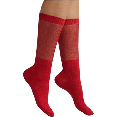 High Heel Jungle By Kathryn Eisman Women's Glitter Dance Socks - Red
