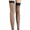 High Heel Jungle By Kathryn Eisman Women's Glitter Seam Thigh High Socks- Black In Black