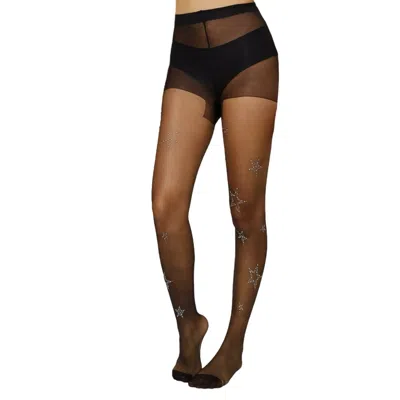 High Heel Jungle By Kathryn Eisman Women's Glitter Star Sheer Tights - Black