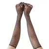 High Heel Jungle By Kathryn Eisman Women's Glitterfishnet Opera Glove- Black In Black