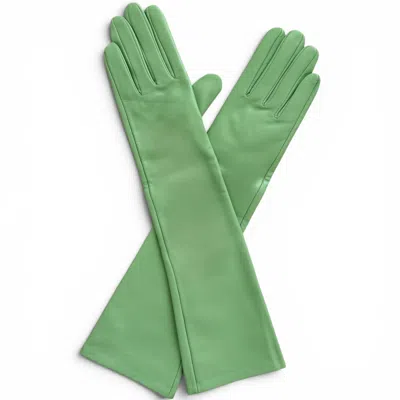 High Heel Jungle By Kathryn Eisman Women's Green Milana Opera-length Leather Gloves - Celadon Mint
