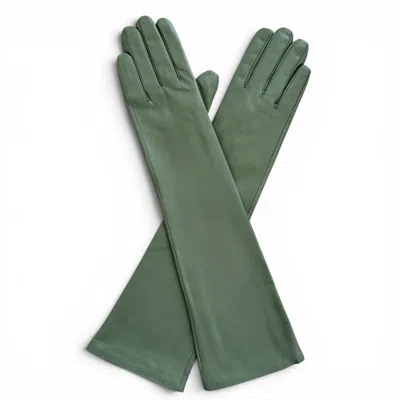 High Heel Jungle By Kathryn Eisman Women's Green Milana Opera-length Leather Gloves - Loden Moss