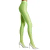 High Heel Jungle By Kathryn Eisman Women's Green Satin Finish Tights - Lime In Green