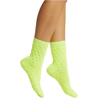 High Heel Jungle By Kathryn Eisman Women's Green Waffle Combed Cotton Socks - Lime
