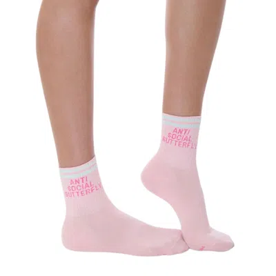 High Heel Jungle By Kathryn Eisman Women's Grey Anti Social Butterfly Cotton Sock In Gray