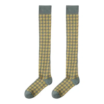 High Heel Jungle By Kathryn Eisman Women's Houndstooth Knee High Socks Green