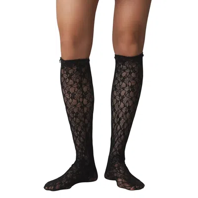 High Heel Jungle By Kathryn Eisman Women's Lace Knee High Socks - Black