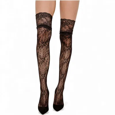 High Heel Jungle By Kathryn Eisman Women's Lace Thigh High Socks Black