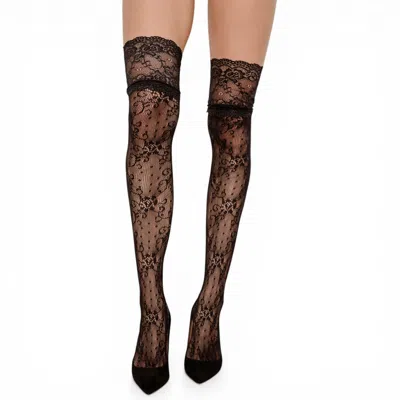 High Heel Jungle By Kathryn Eisman Women's Lace Thigh High Socks - Black